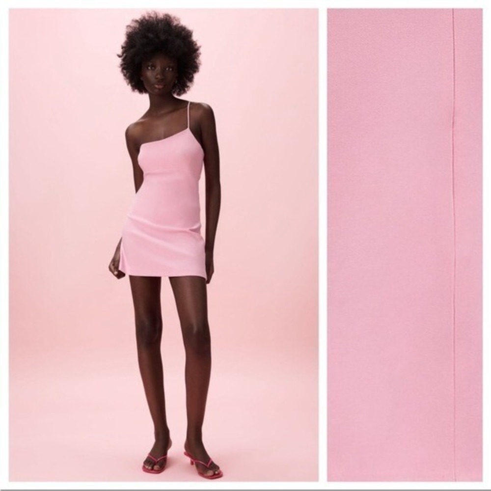 Zara Asymmetric Mini Dress with Built in Short in‎ Light Pink Size Extra Small